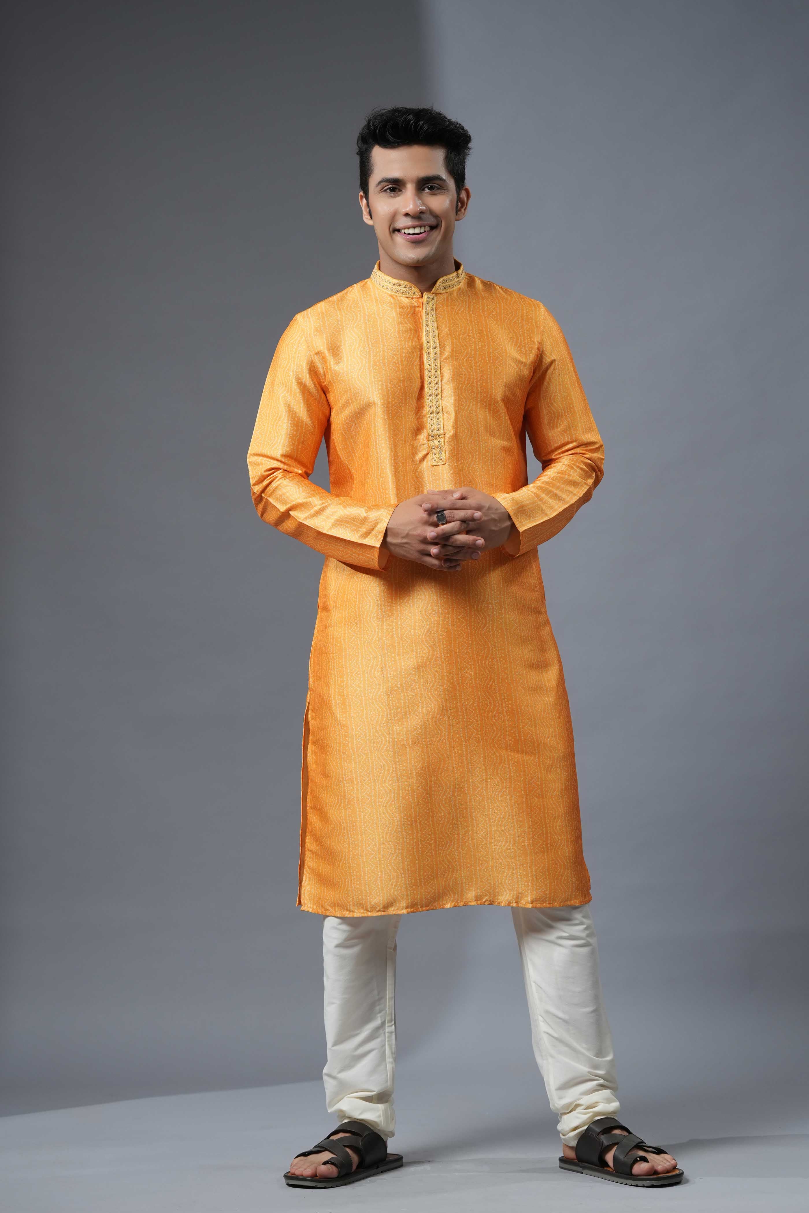 Yellow Bandhani Print Kurta